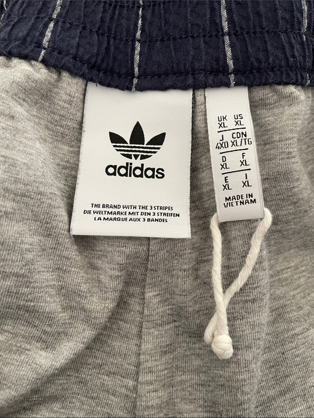 Adidas Navy Pinstripe Sweatpants with White Stripes - Picture 3 of 5